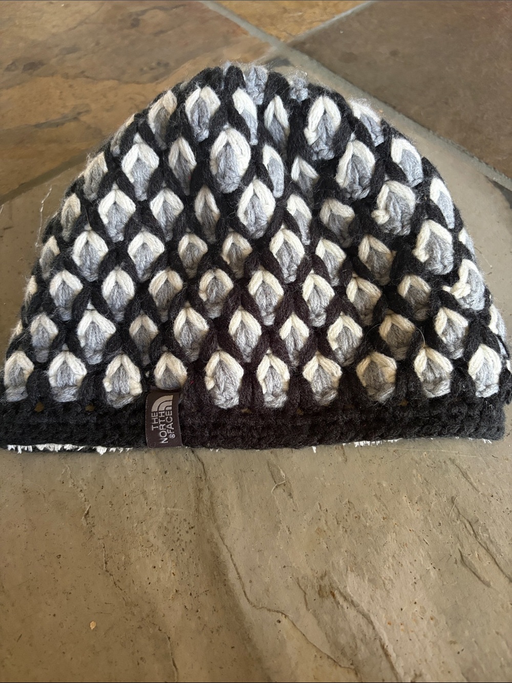 The North Face Black, White & Gray Chunky Knit Beanie